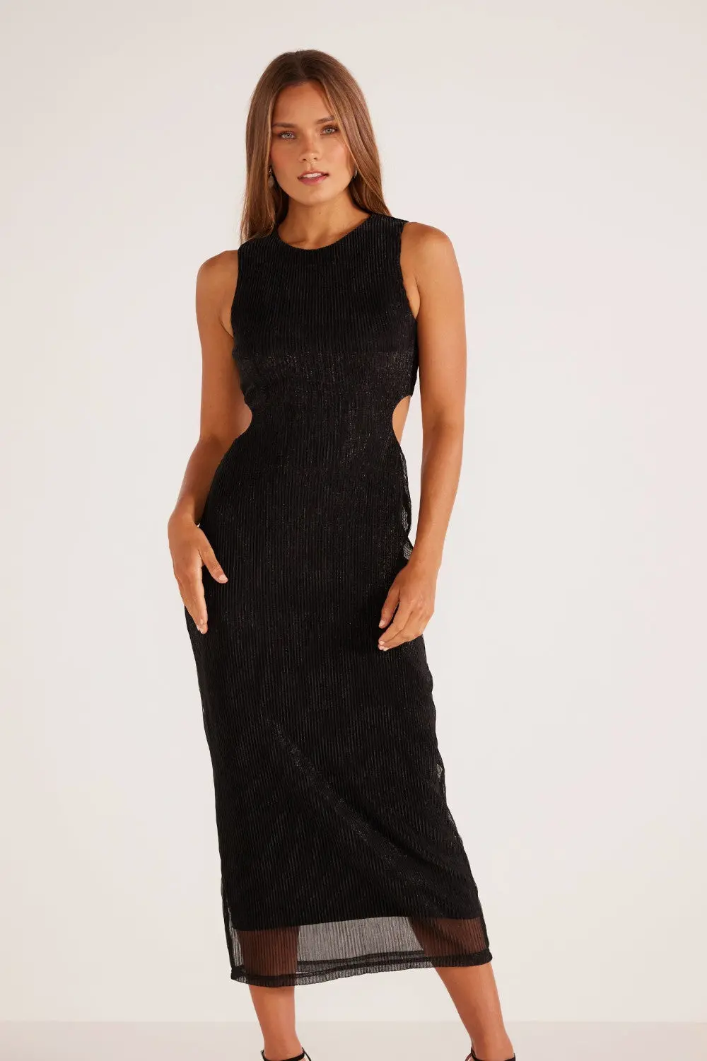 Minkpink Astrid Cutout Midi Dress In Black 1