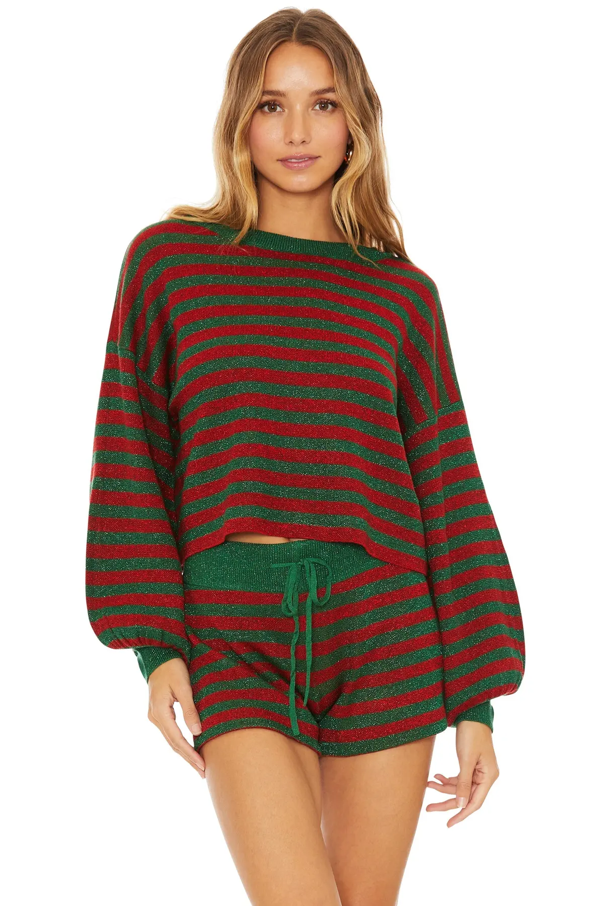 Beach Riot Ava Sweater In Holiday Glitter Stripe 3