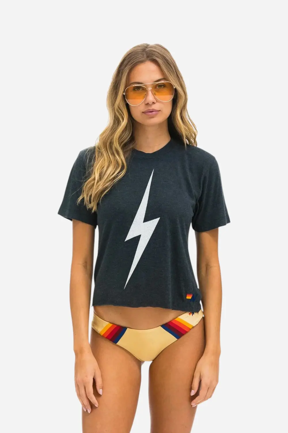 Aviator Nation Bolt Boyfriend Tee In Charcoal 1
