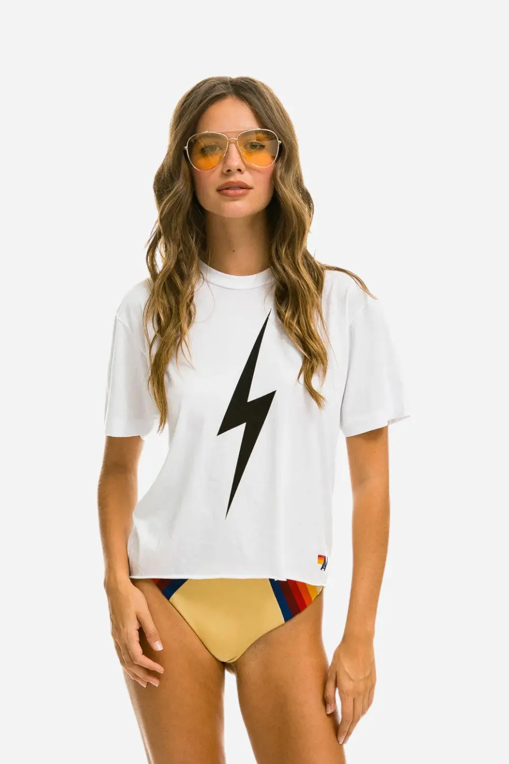 Aviator Nation Bolt Boyfriend Tee In White 1