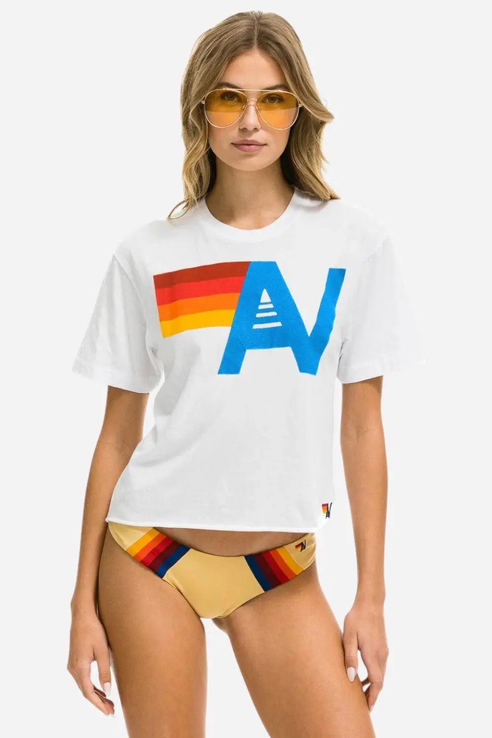 Aviator Nation Logo Boyfriend Tee In White 1