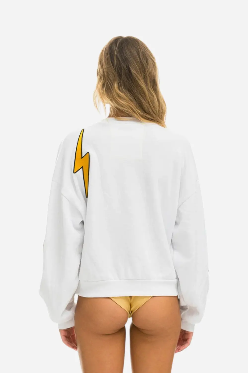 Aviator Nation Vintage Patch Crew Sweatshirt In White 2
