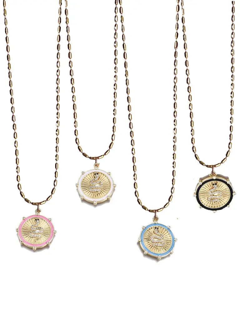 Farrah B Spirit Serpent Coin White Necklace 1