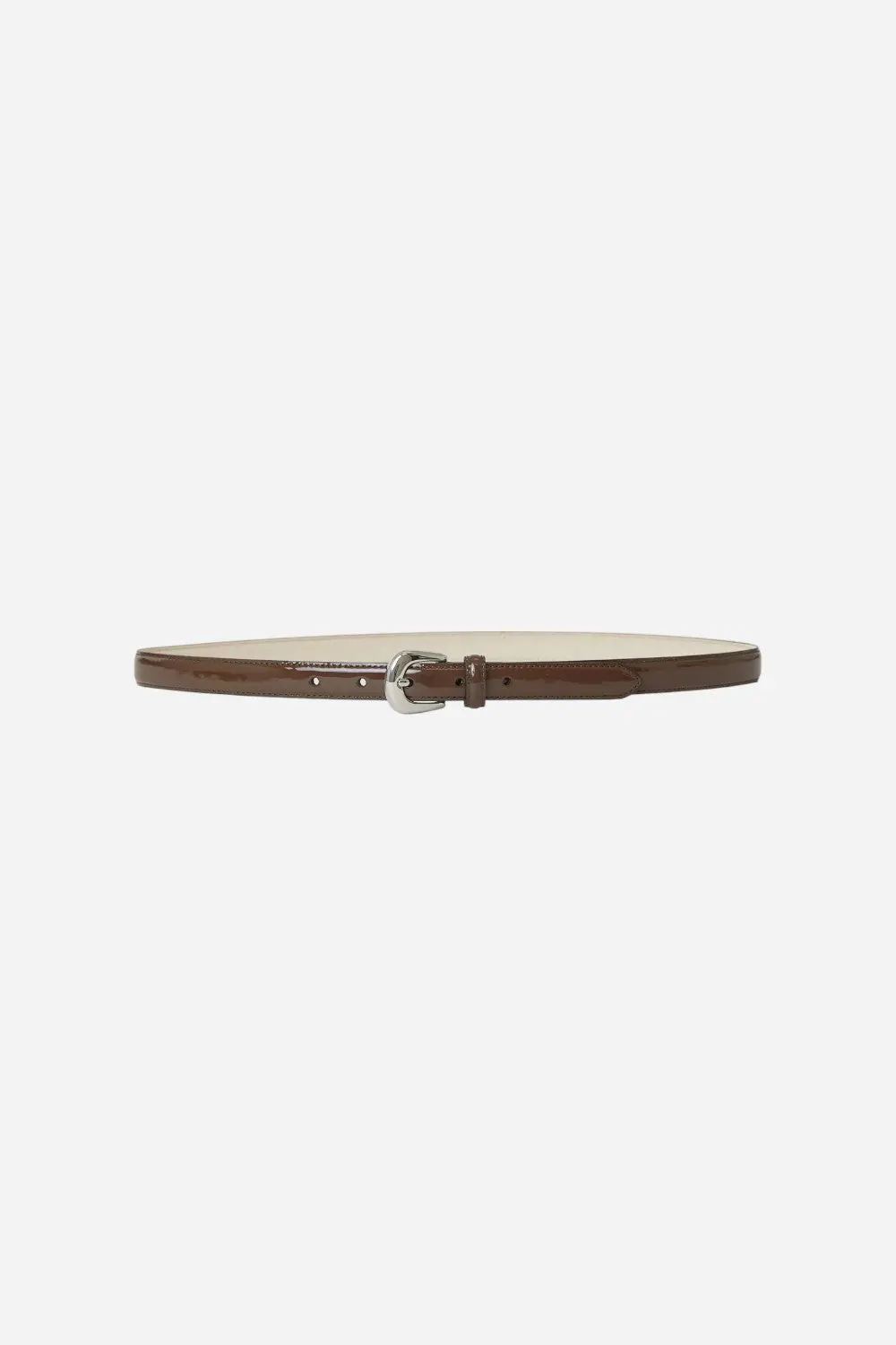 B-Low The Belt Kennedy Mini Patent Leather Belt Chocolate Silver 1