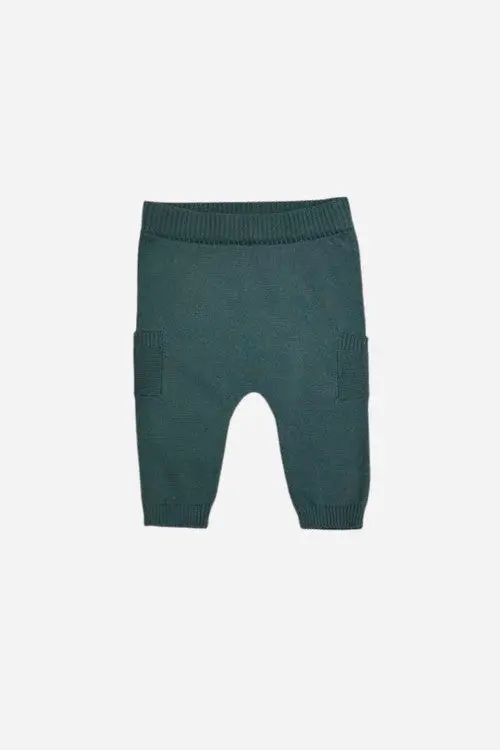 Viverano Baby Side Pocket Sweater Knit Pants In Teal Blue 1