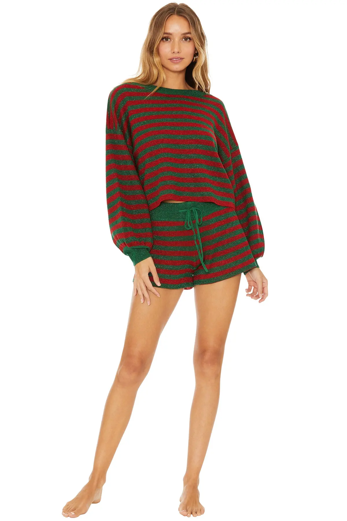 Beach Riot Balboa Short In Holiday Glitter Stripe 1