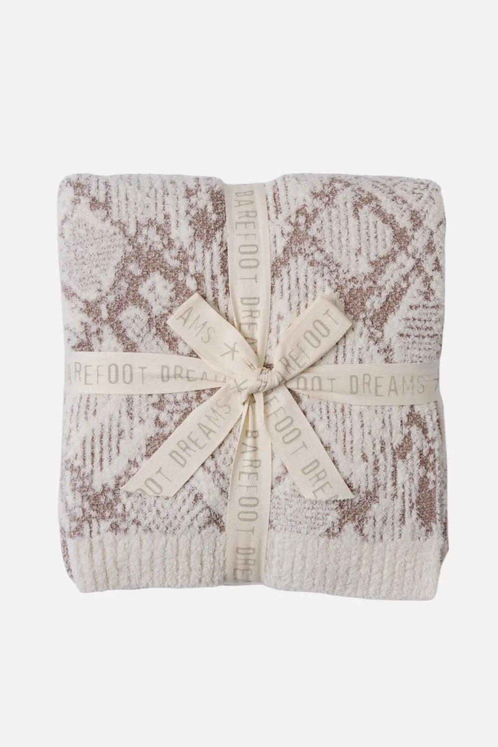 Barefoot Dreams Cozychic Cotton Graphic Texture Throw In Cream & Taupe 1