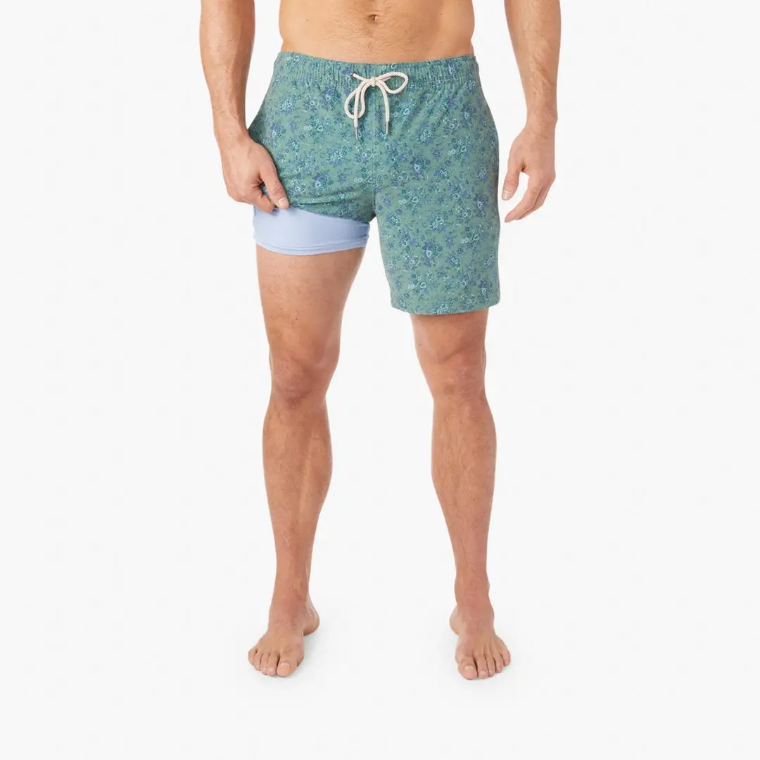 Fair Harbor Bayberry Swim Trunks In Green Mini Floral 3