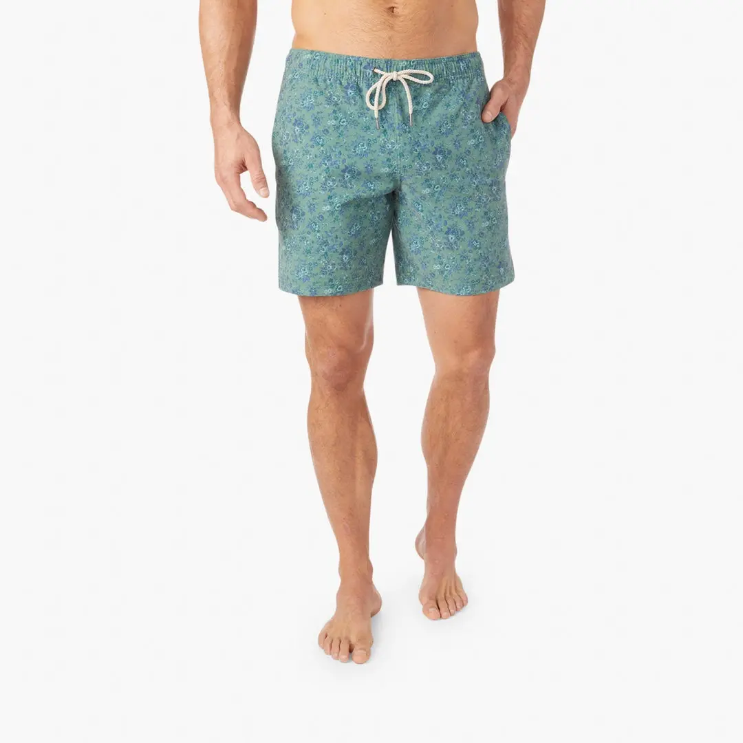 Fair Harbor Bayberry Swim Trunks In Green Mini Floral 4