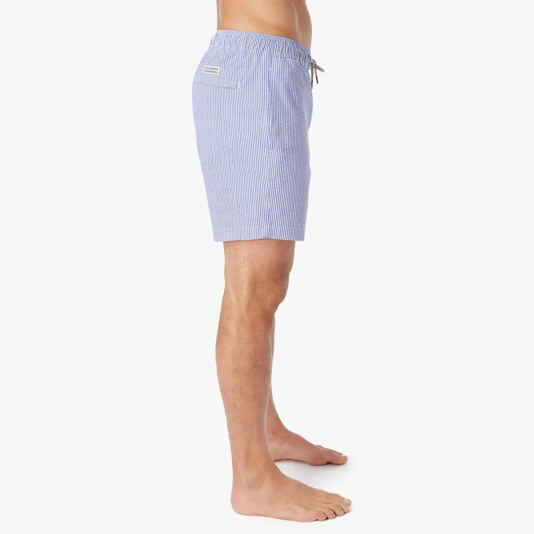 Fair Harbor Bayberry Swim Trunks In Light Blue Seersucker 4