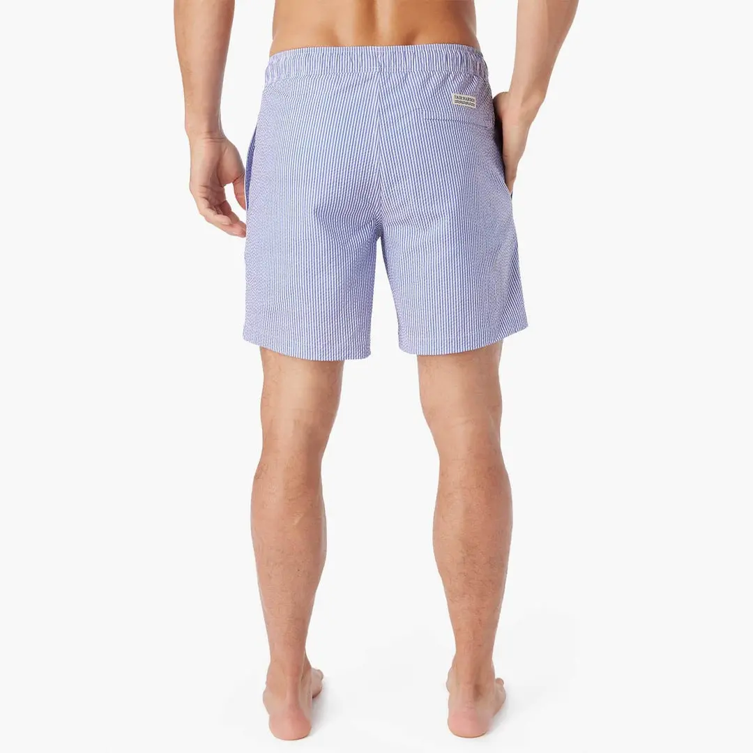 Fair Harbor Bayberry Swim Trunks In Light Blue Seersucker 5