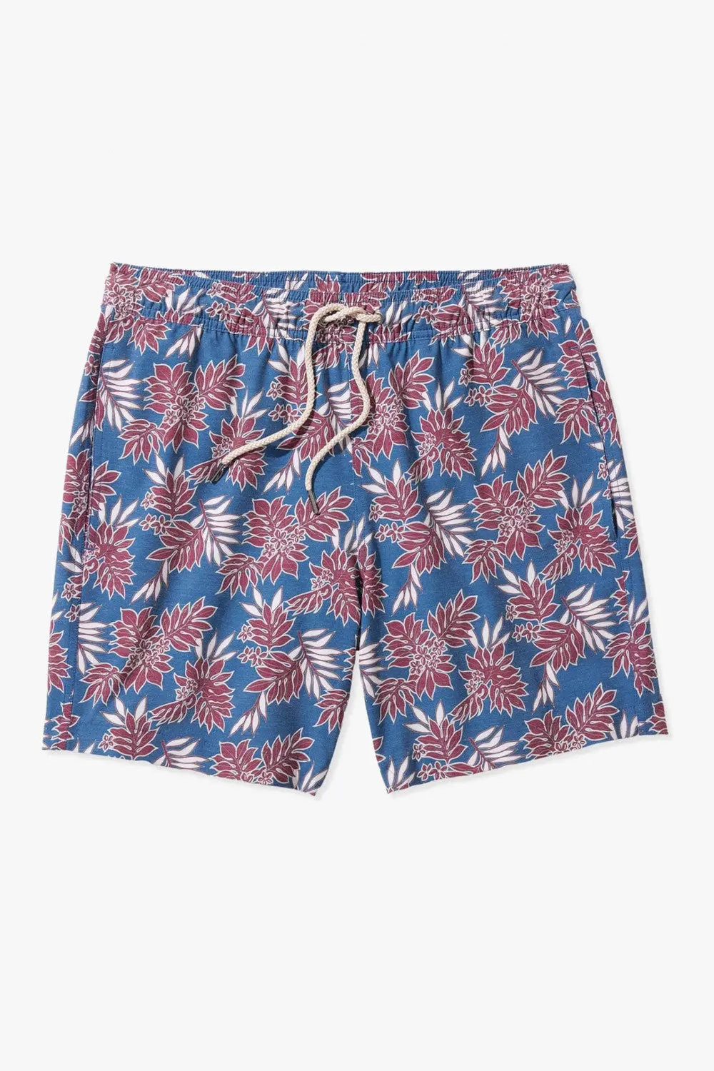 Fair Harbor Bayberry Swim Trunks In Navy Crimson Leaves 1