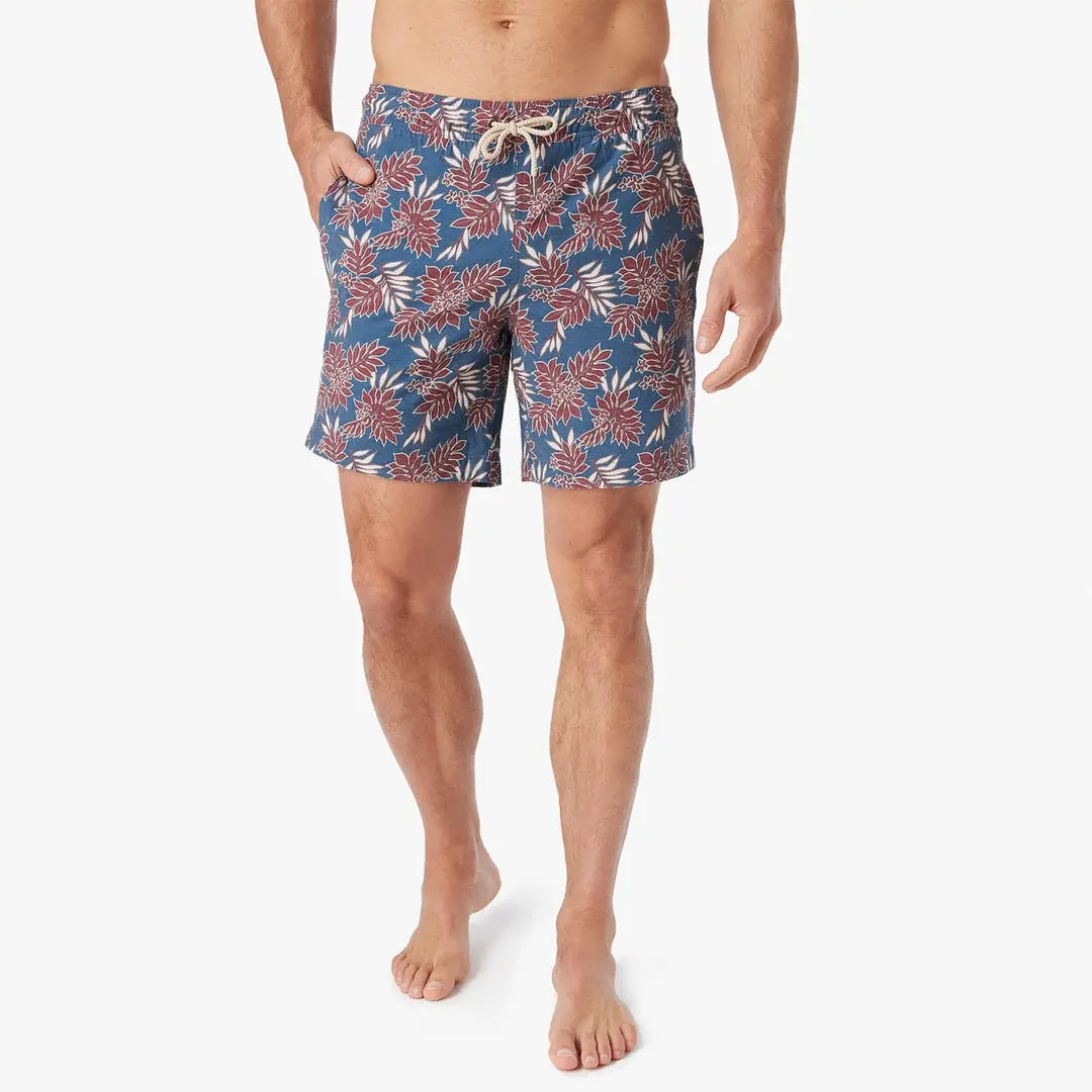 Fair Harbor Bayberry Swim Trunks In Navy Crimson Leaves 2
