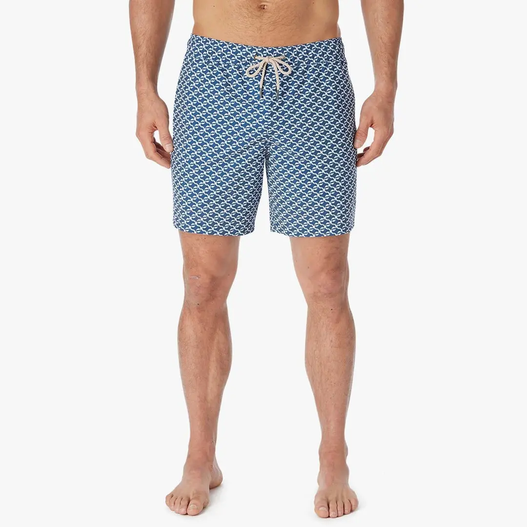 Fair Harbor Bayberry Swim Trunks In Navy Geo 2
