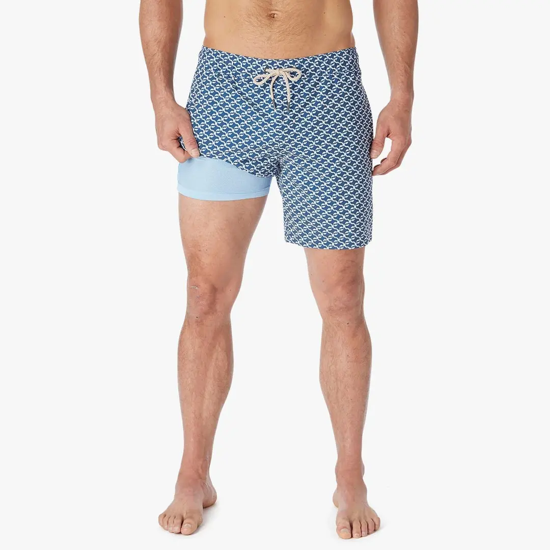 Fair Harbor Bayberry Swim Trunks In Navy Geo 3
