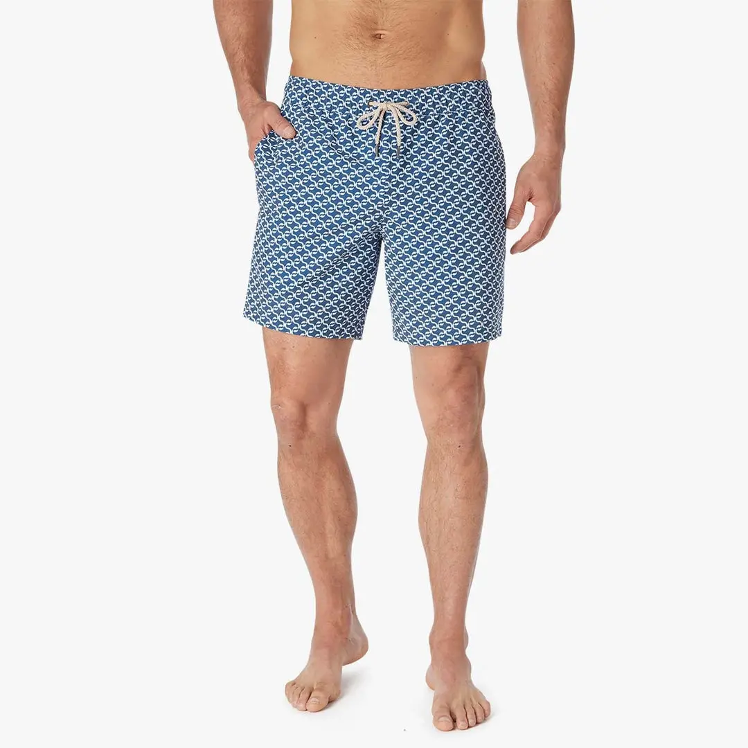 Fair Harbor Bayberry Swim Trunks In Navy Geo 4