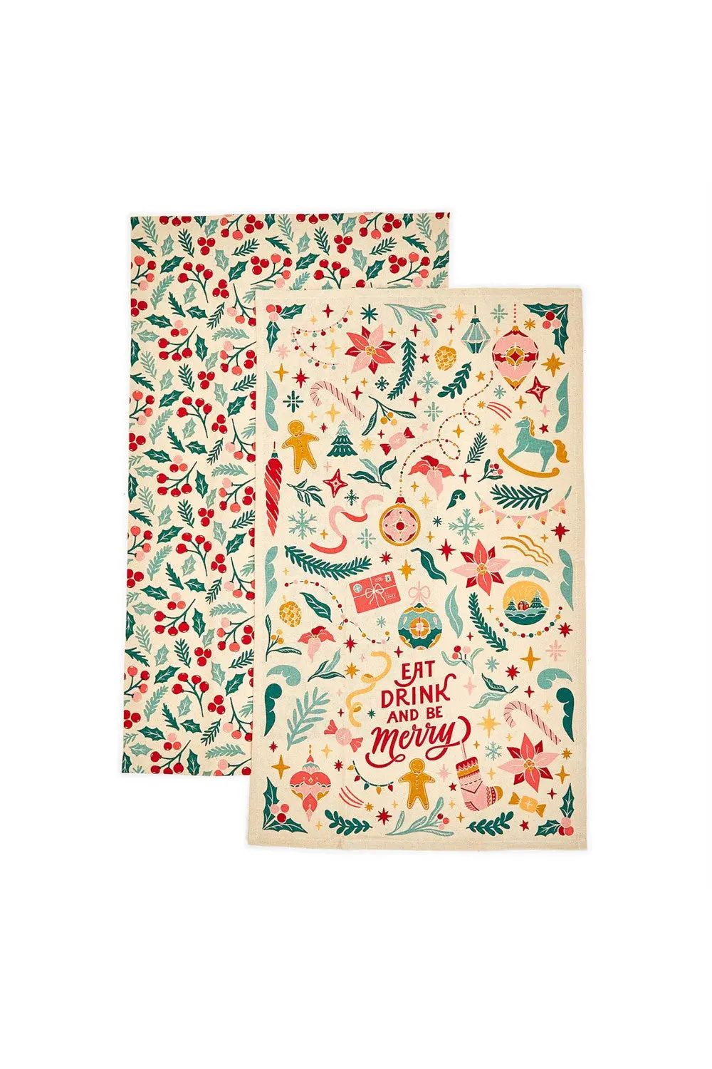 Be Merry Vintage Christmas Dish Towels - Set Of 2 1
