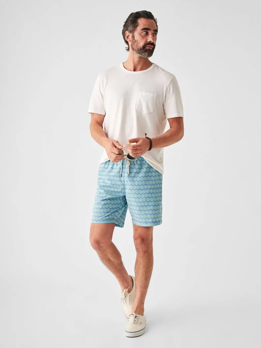 Faherty Beacon Trunk 7'' In Teal Rolling Seas 1