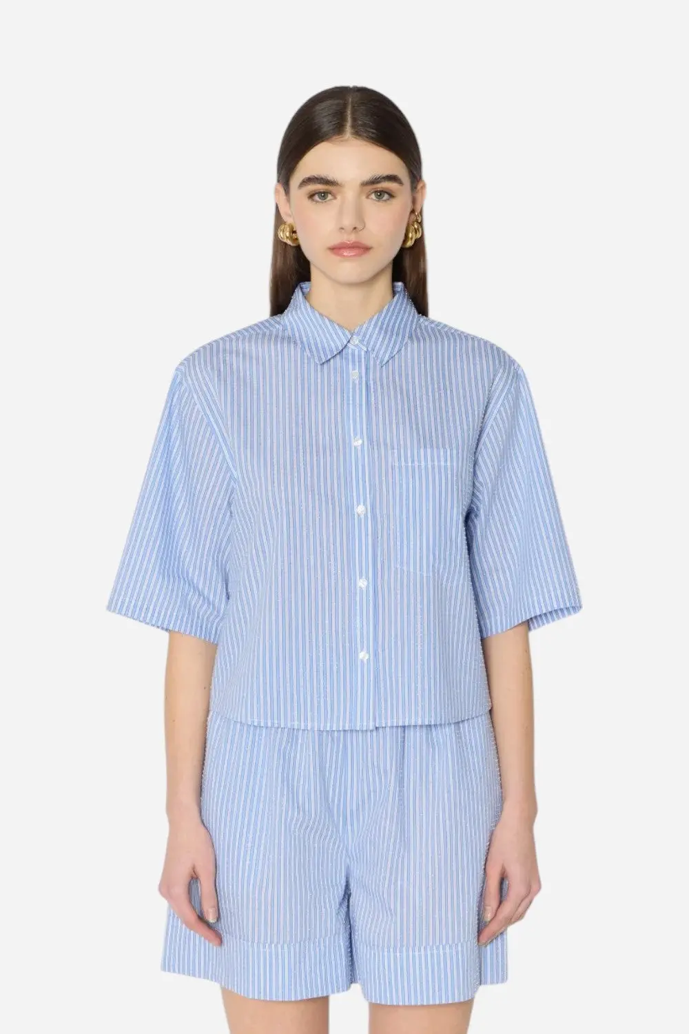 Bernice Cirilla Short White Striped Shirt 1