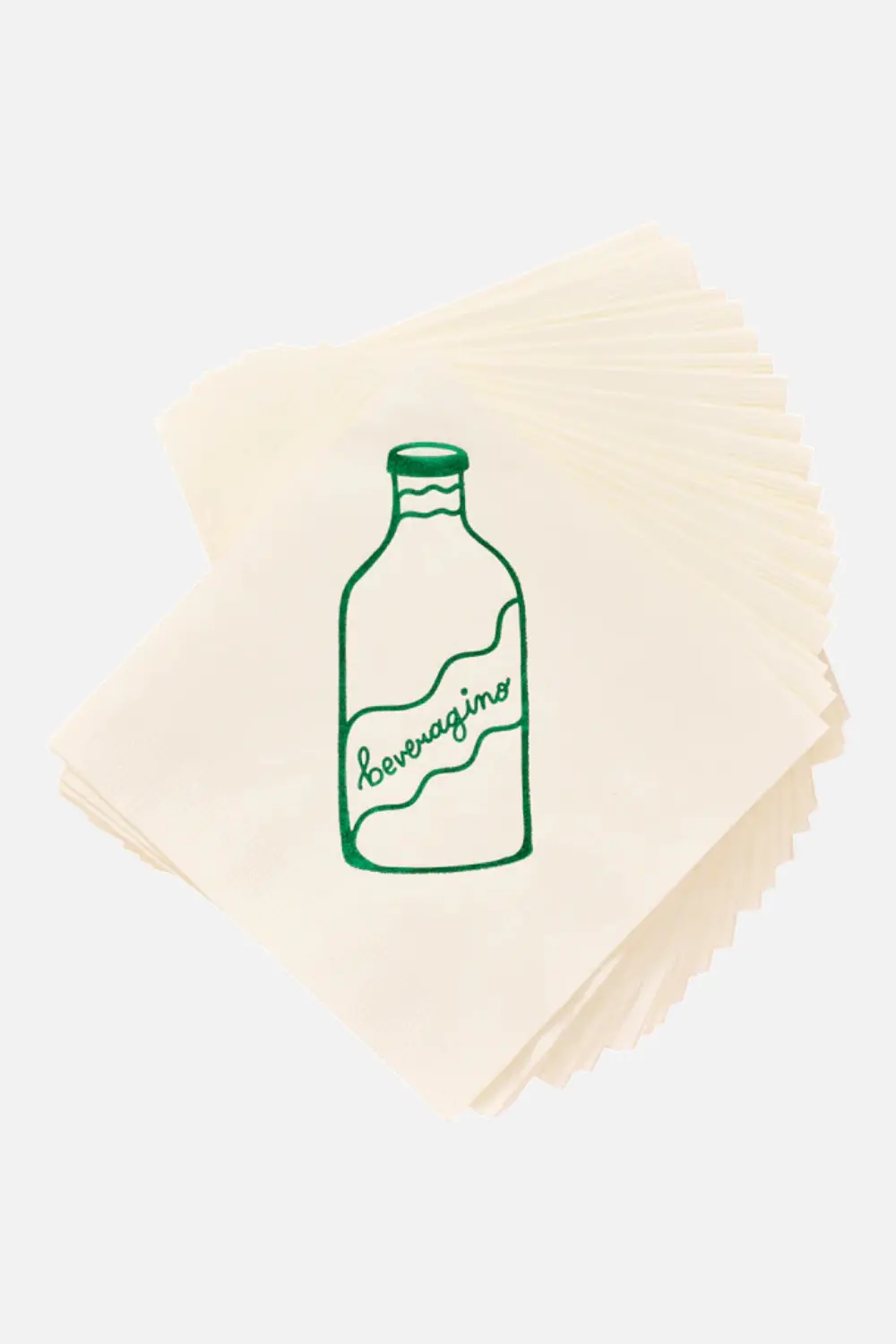 Beveragino Cocktail Paper Beverage Napkins - Set Of 20 In Green And White 1