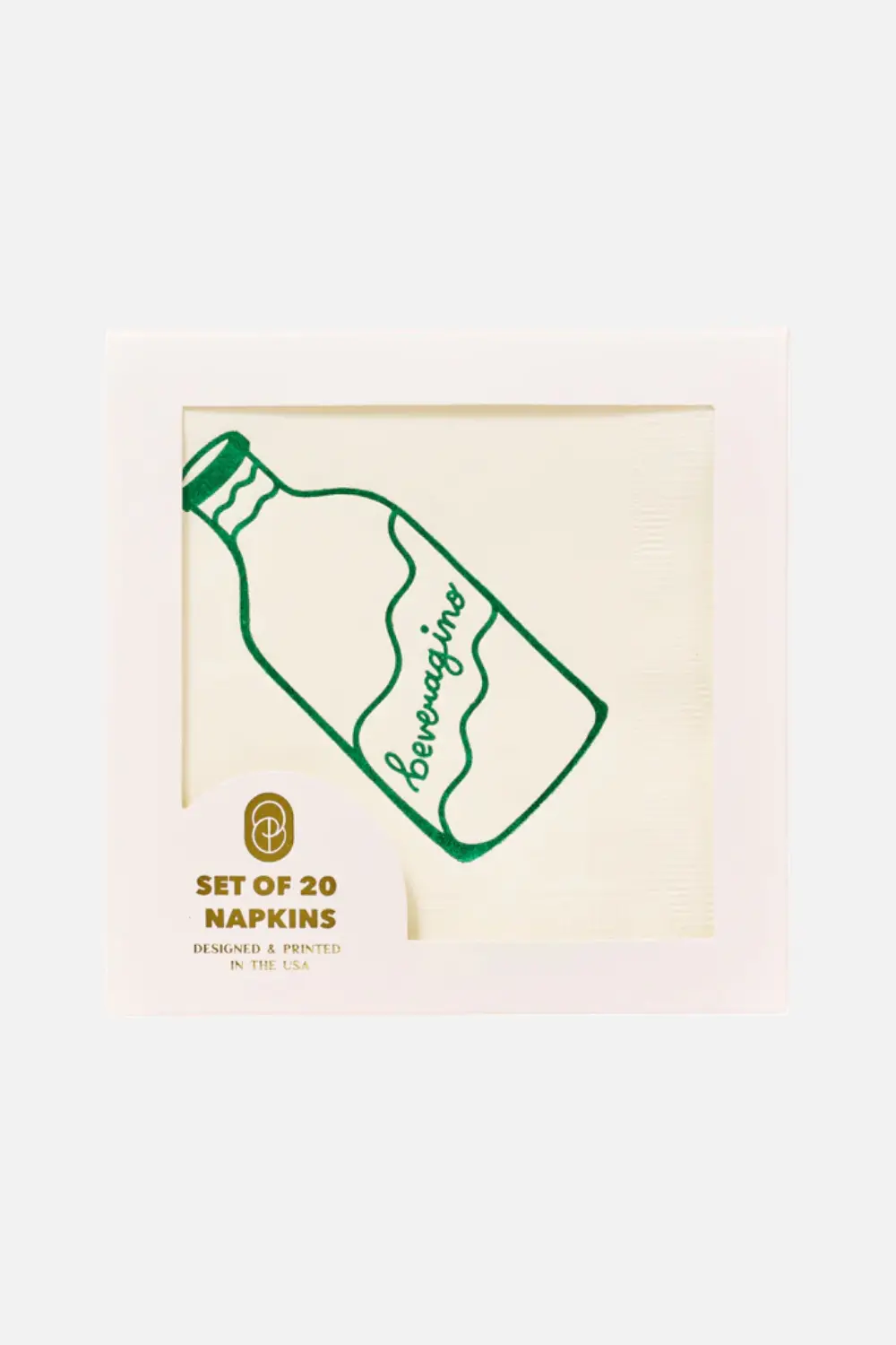 Beveragino Cocktail Paper Beverage Napkins - Set Of 20 In Green And White 2