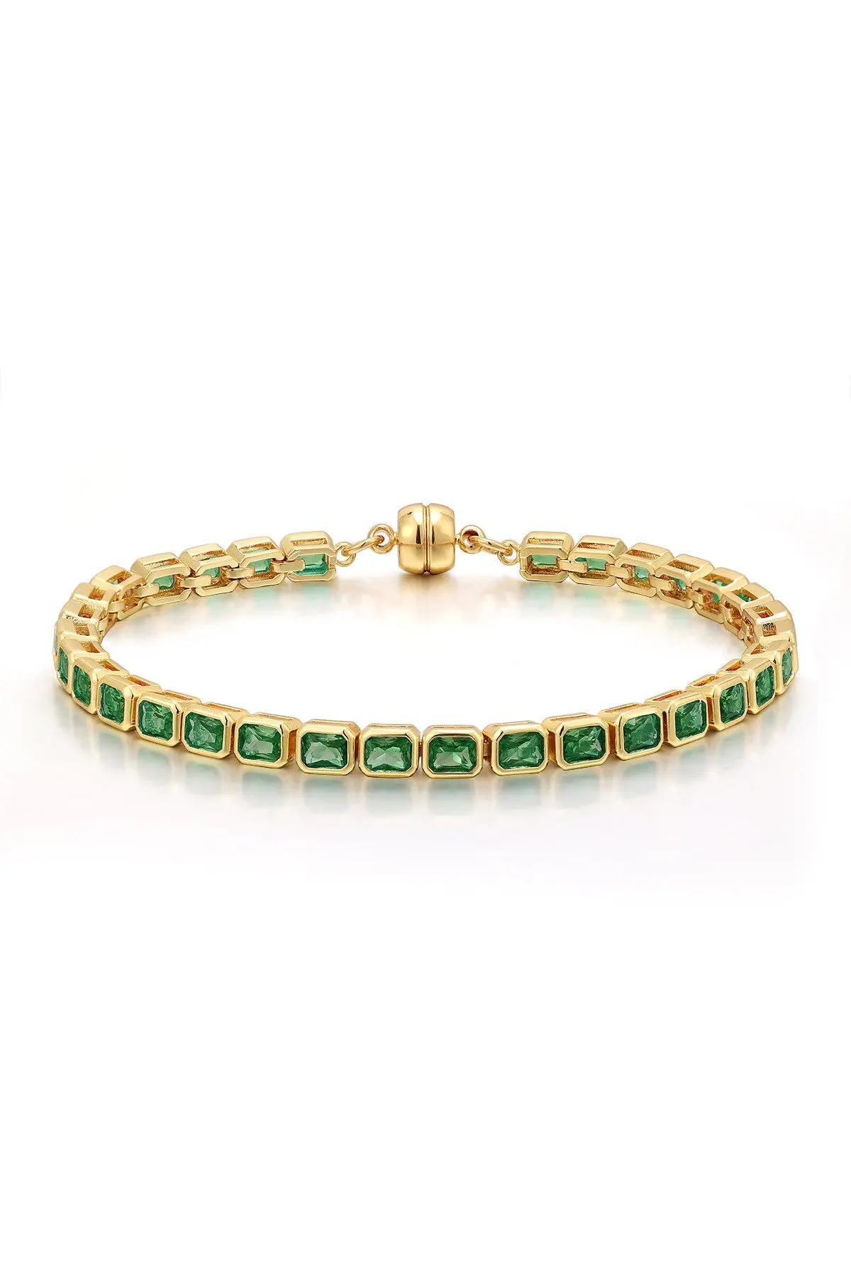 Luv Aj Bezel Emerald Ballier Tennis Bracelet In Green/Gold 1