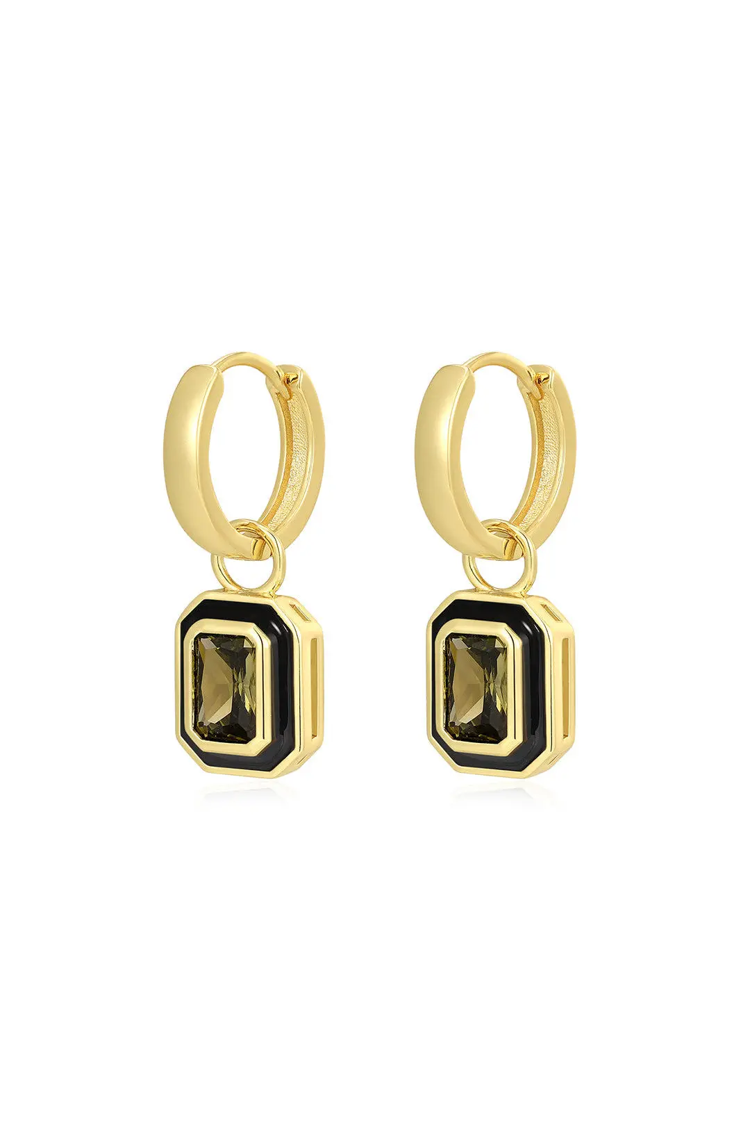 Luv Aj Bezel Huggies In Black/Gold 1