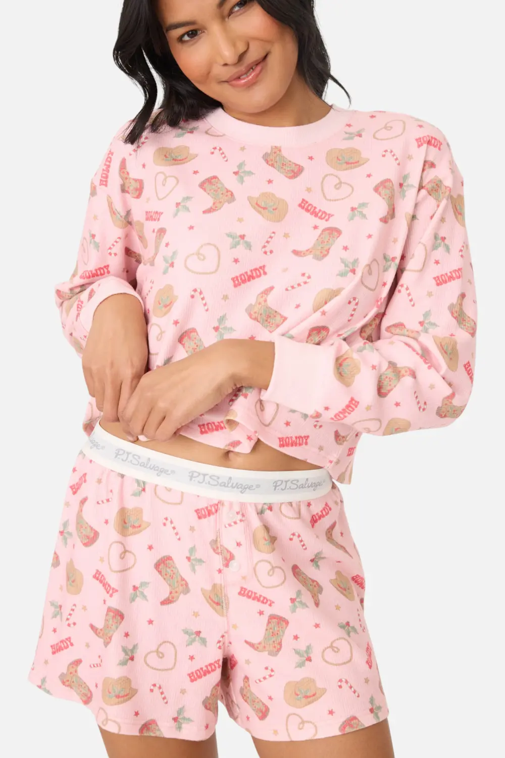 Pj Salvage Women's Bf Boxer Western Holiday Set 1