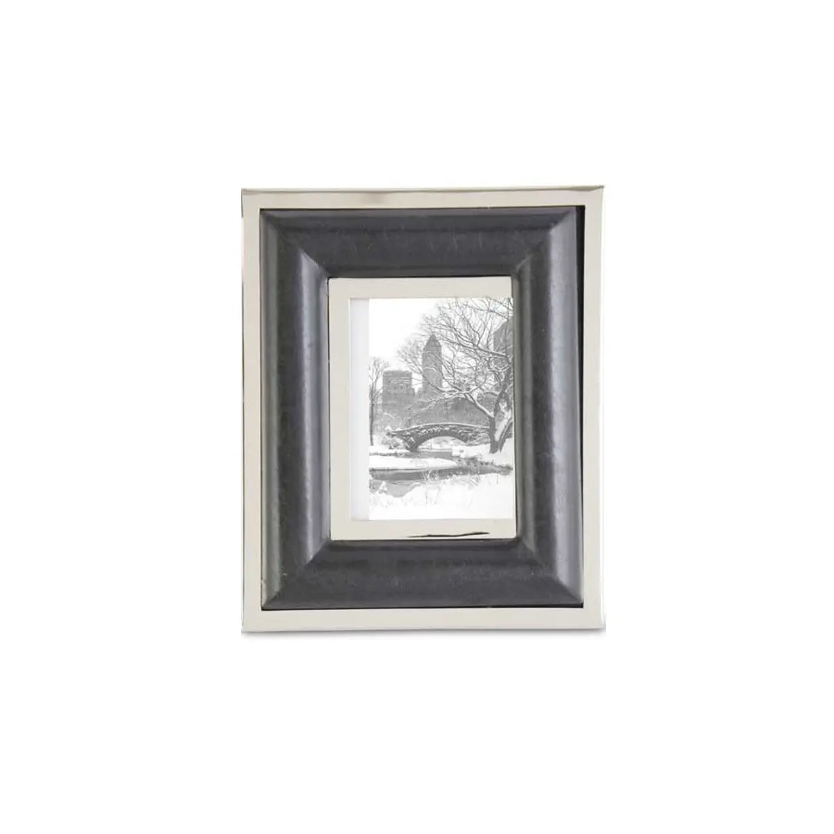 Black Leather Frame With Silver Trim 4X6 1