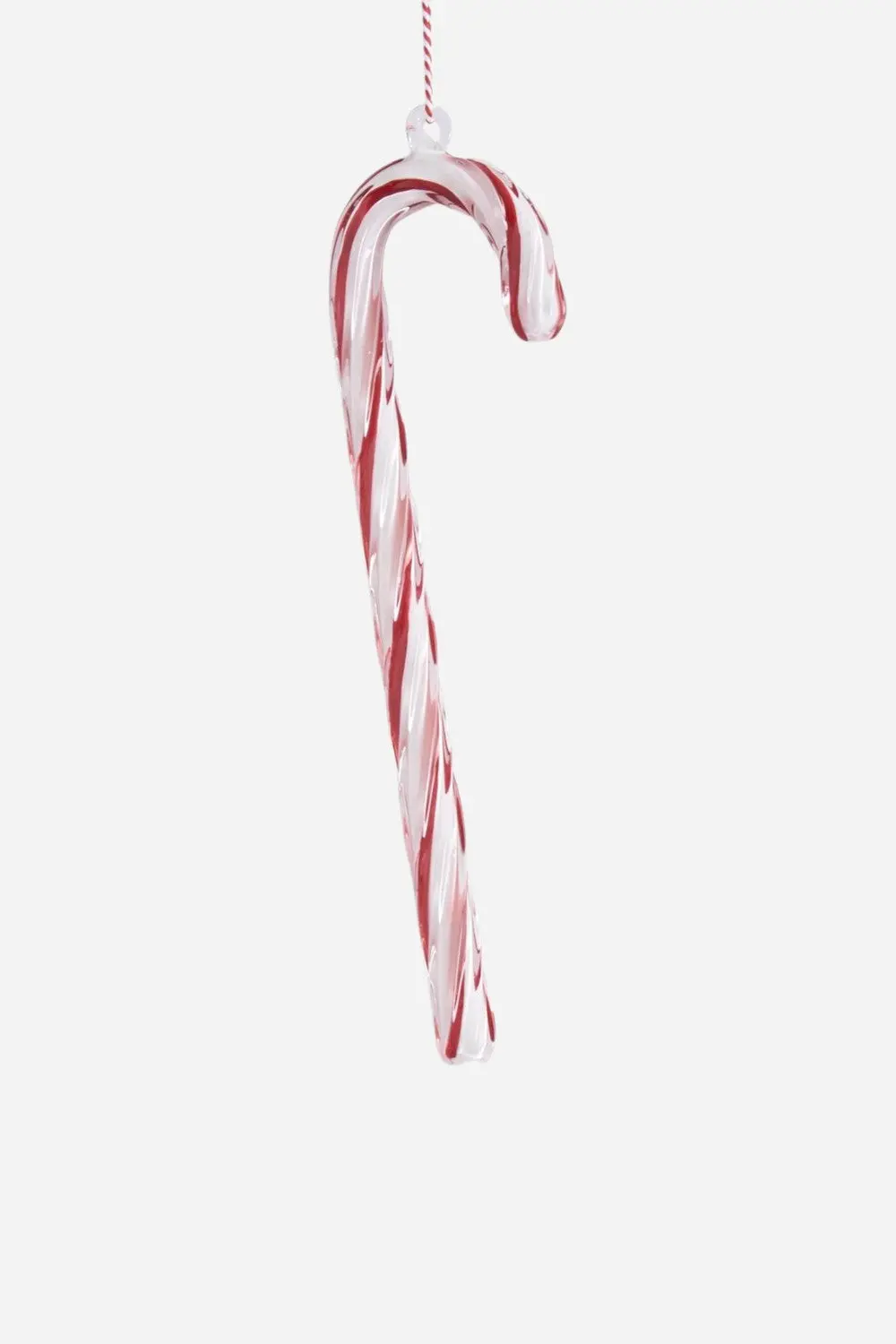 Blown Glass Candy Cane Ornament - Red 1