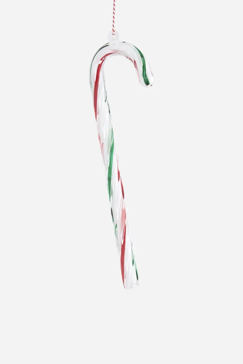 Blown Glass Candy Cane Ornament - Red & Green 1