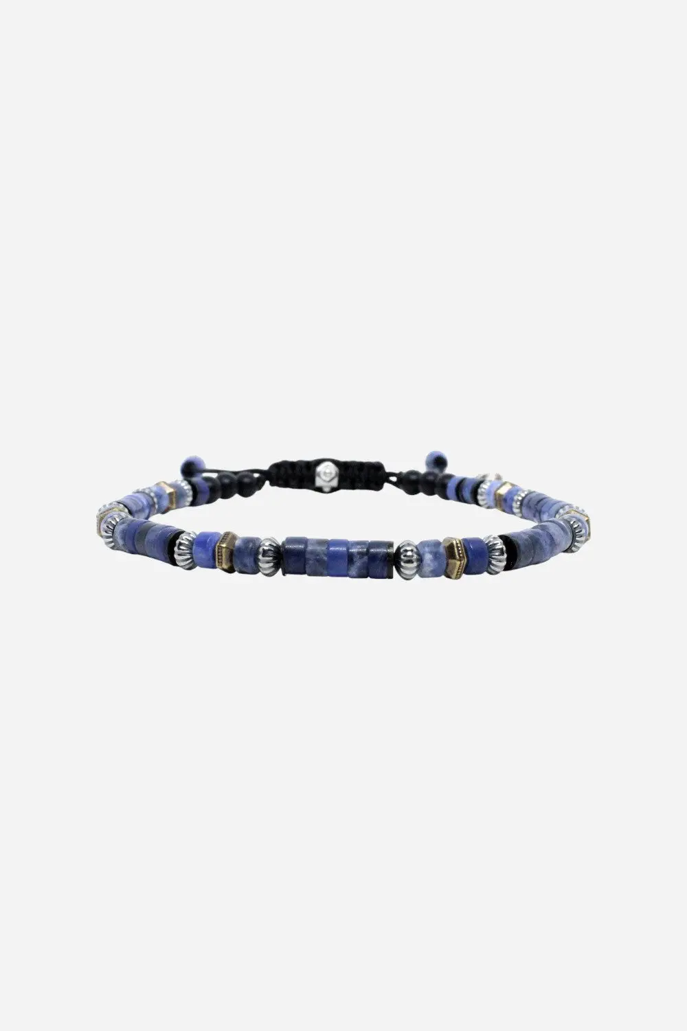 Kenton Michael Blue Sodalite Heishi Gemstone Brass Men's Bracelet - Medium 1
