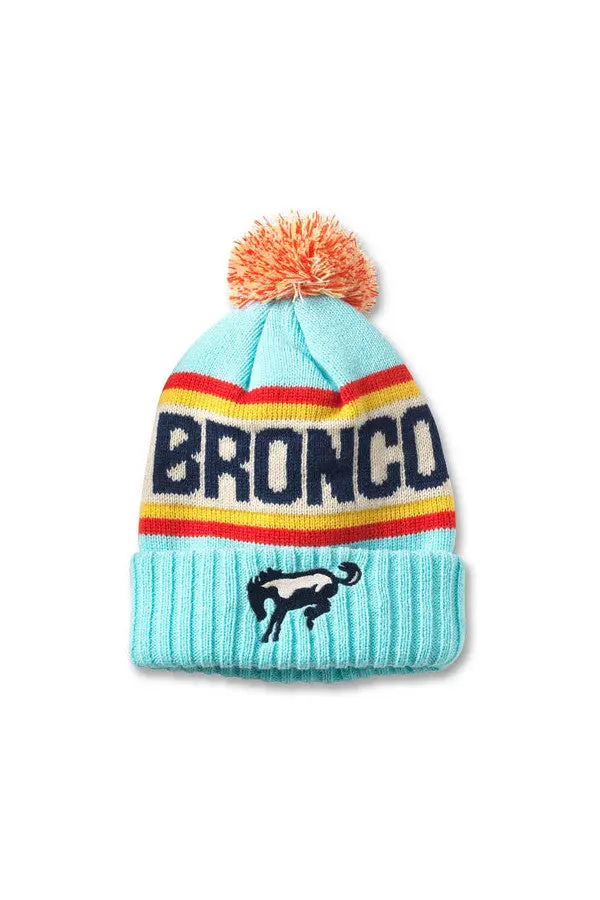 American Needle Bronco Pillow Line Knit Beanie In Light Blue Red 1