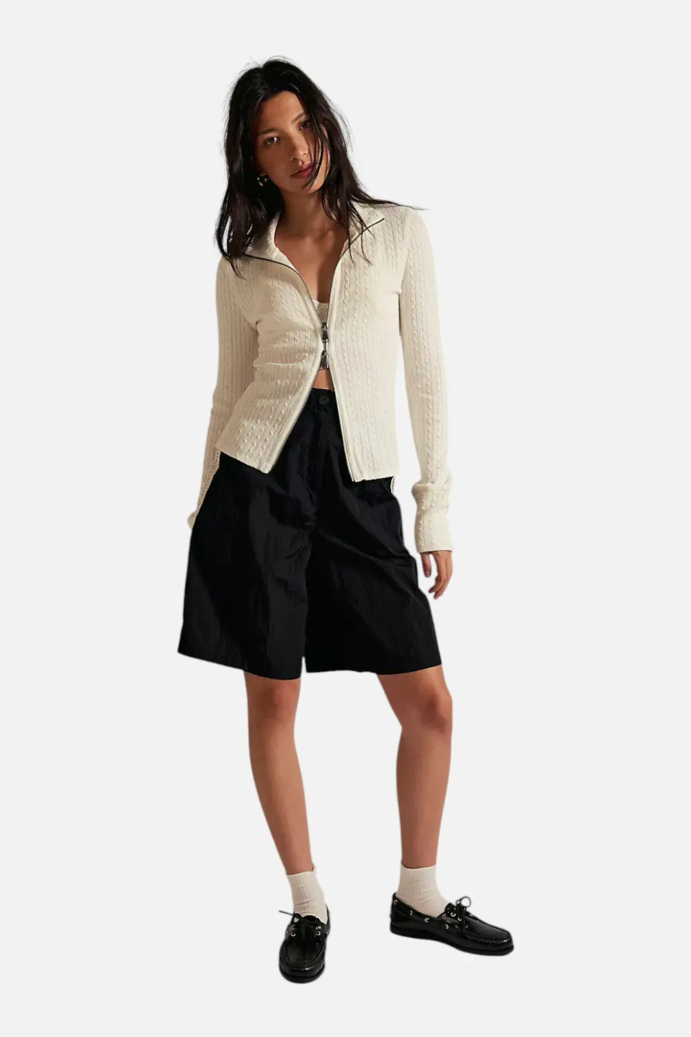 Free People Women's Brunch Girl Zip Up In Clean Ivory 1