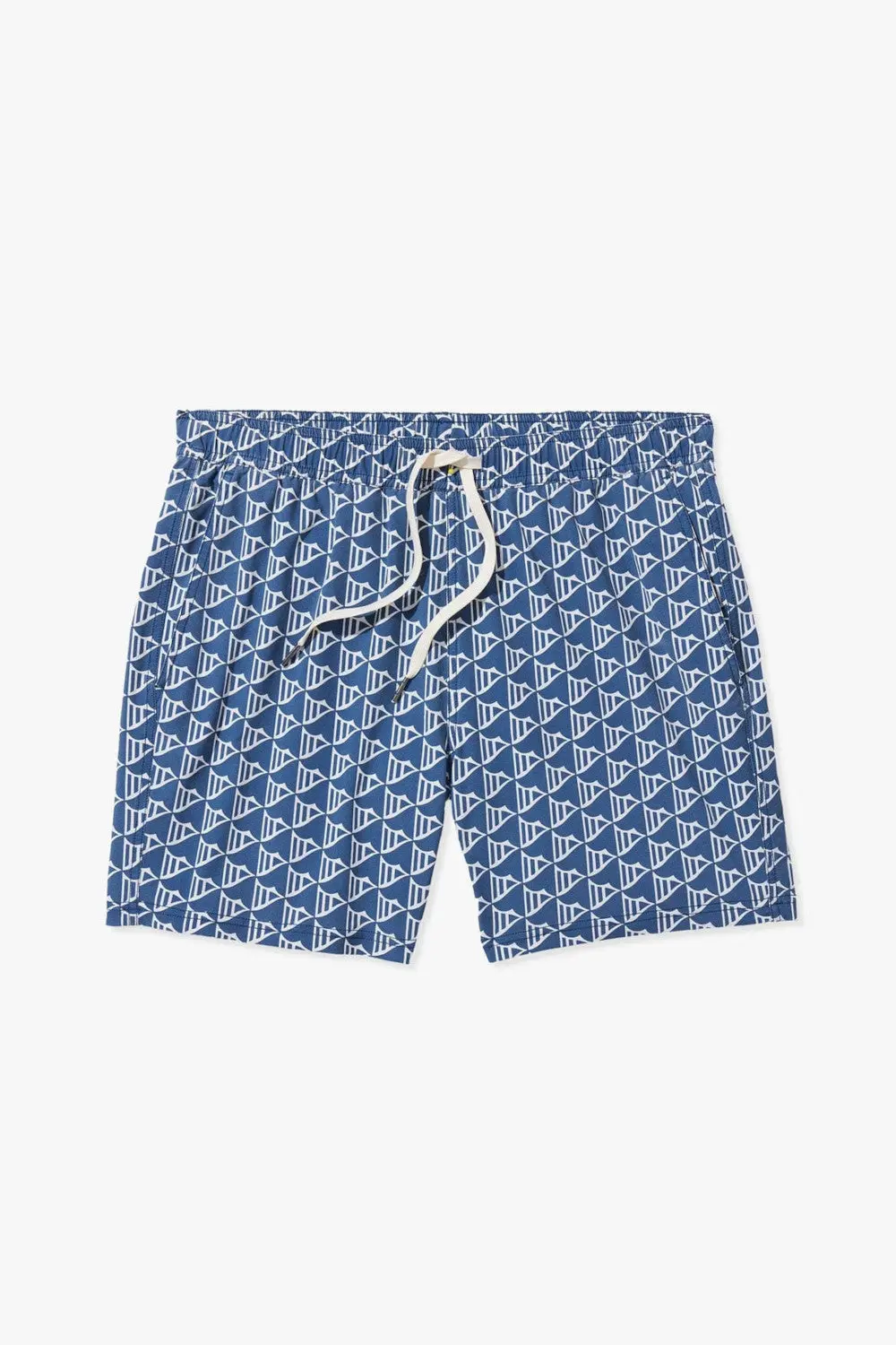 Fair Harbor Bungalow Swim Trunks In Navy Windy Flags 1