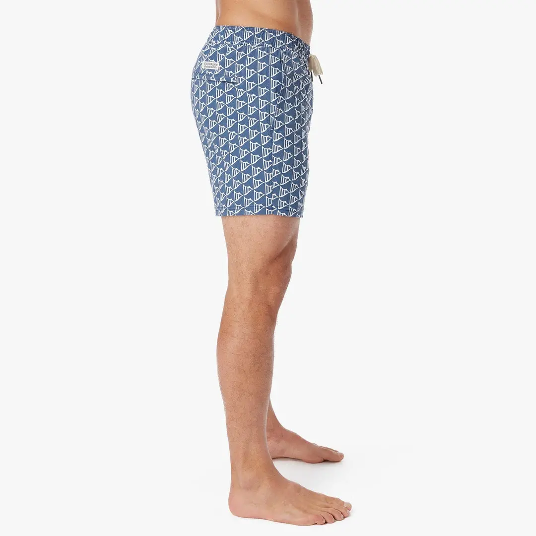 Fair Harbor Bungalow Swim Trunks In Navy Windy Flags 4