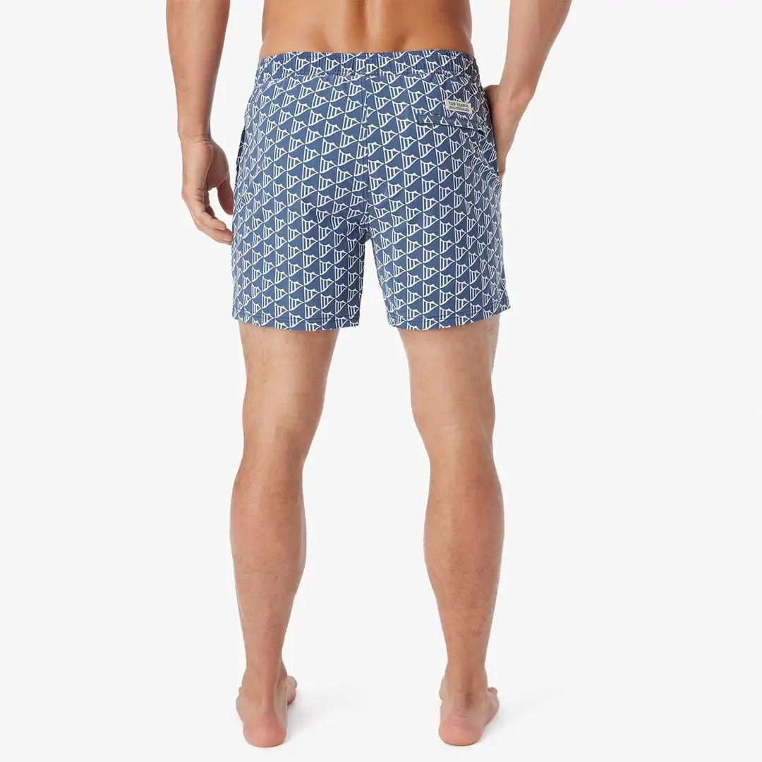 Fair Harbor Bungalow Swim Trunks In Navy Windy Flags 5
