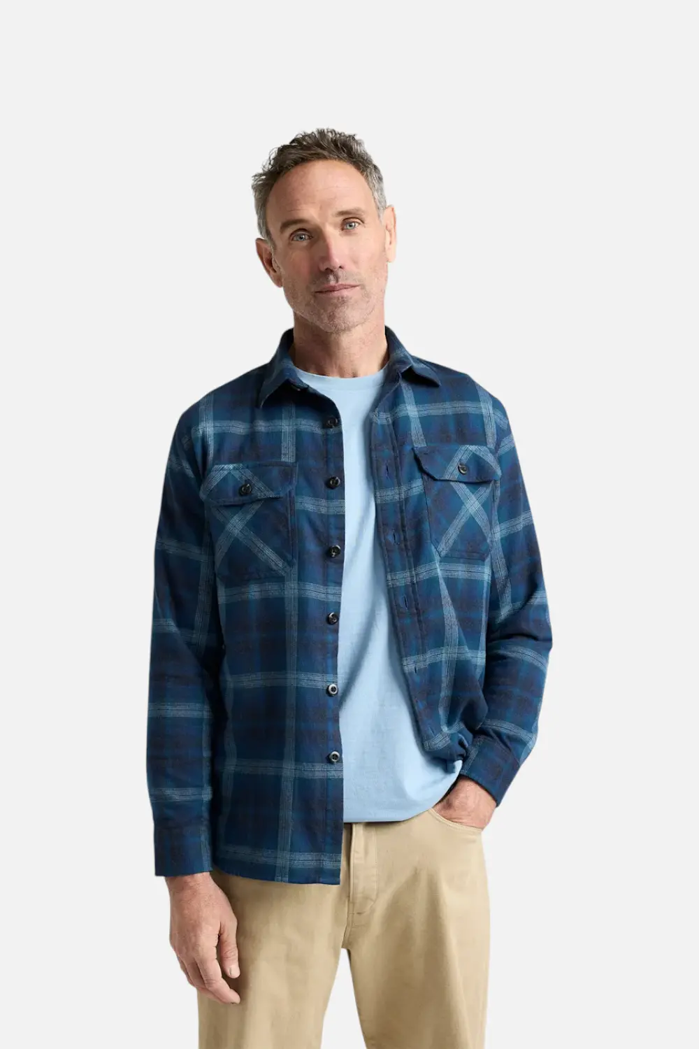 Pendleton Men's Plaid Burnside Cotton Flannel In Denim 1