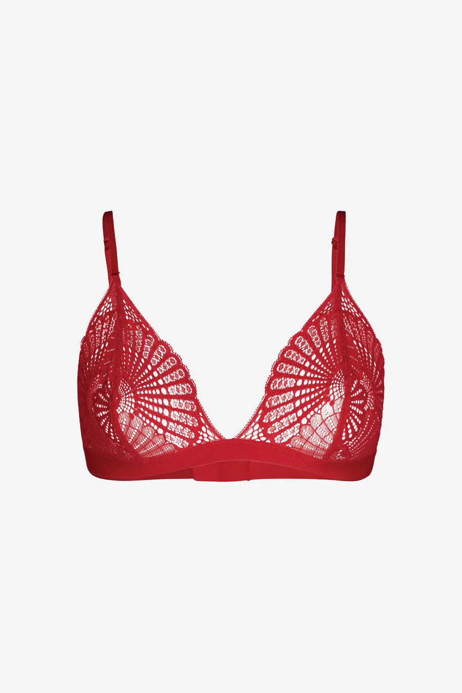 Commando Butter + Lace Triangle Bralette In Scarlet 1