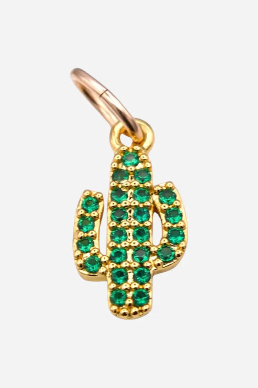 Farrah B Green Pave Cactus Charm 1