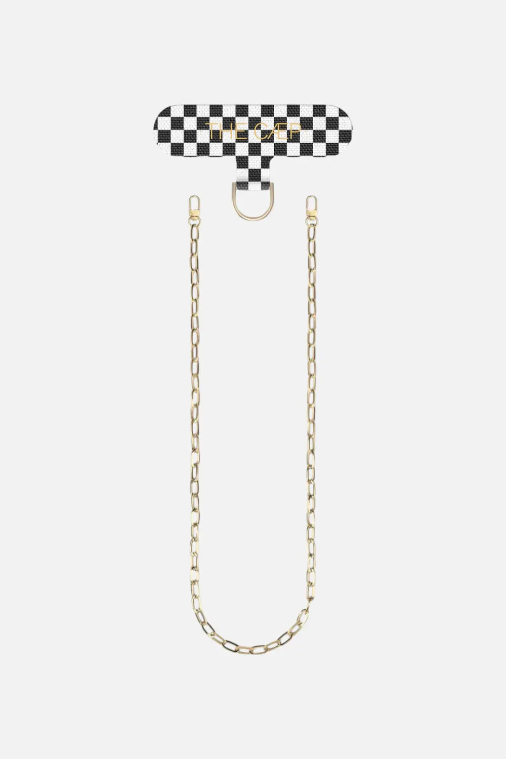 The Caep Universal Phone Hitch + Gold Paperclip Crossbody 47"- 61" In Black Checkered 1