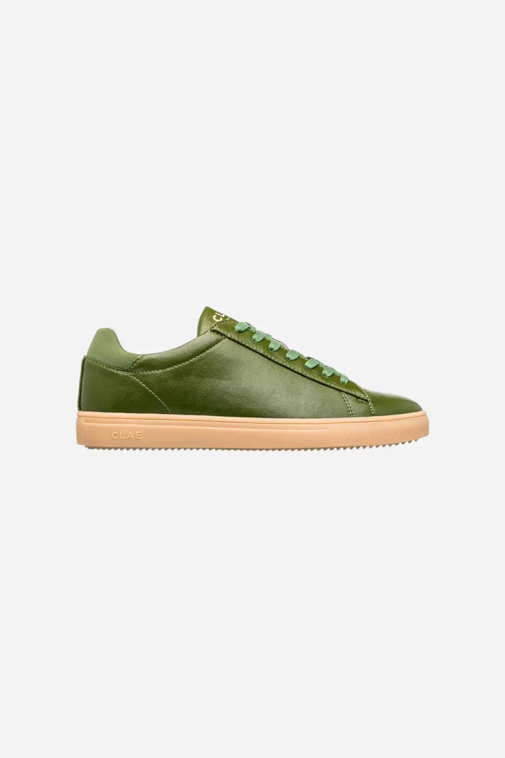 Clae Men's Bradley Sneaker In Green Cactus Leather Gum 1