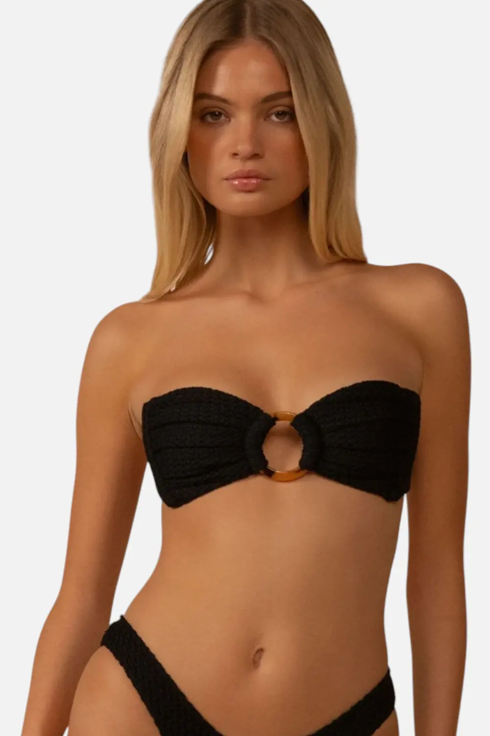 Montce Women's Crochet Tori Bandeau Bikini Top In Black 1