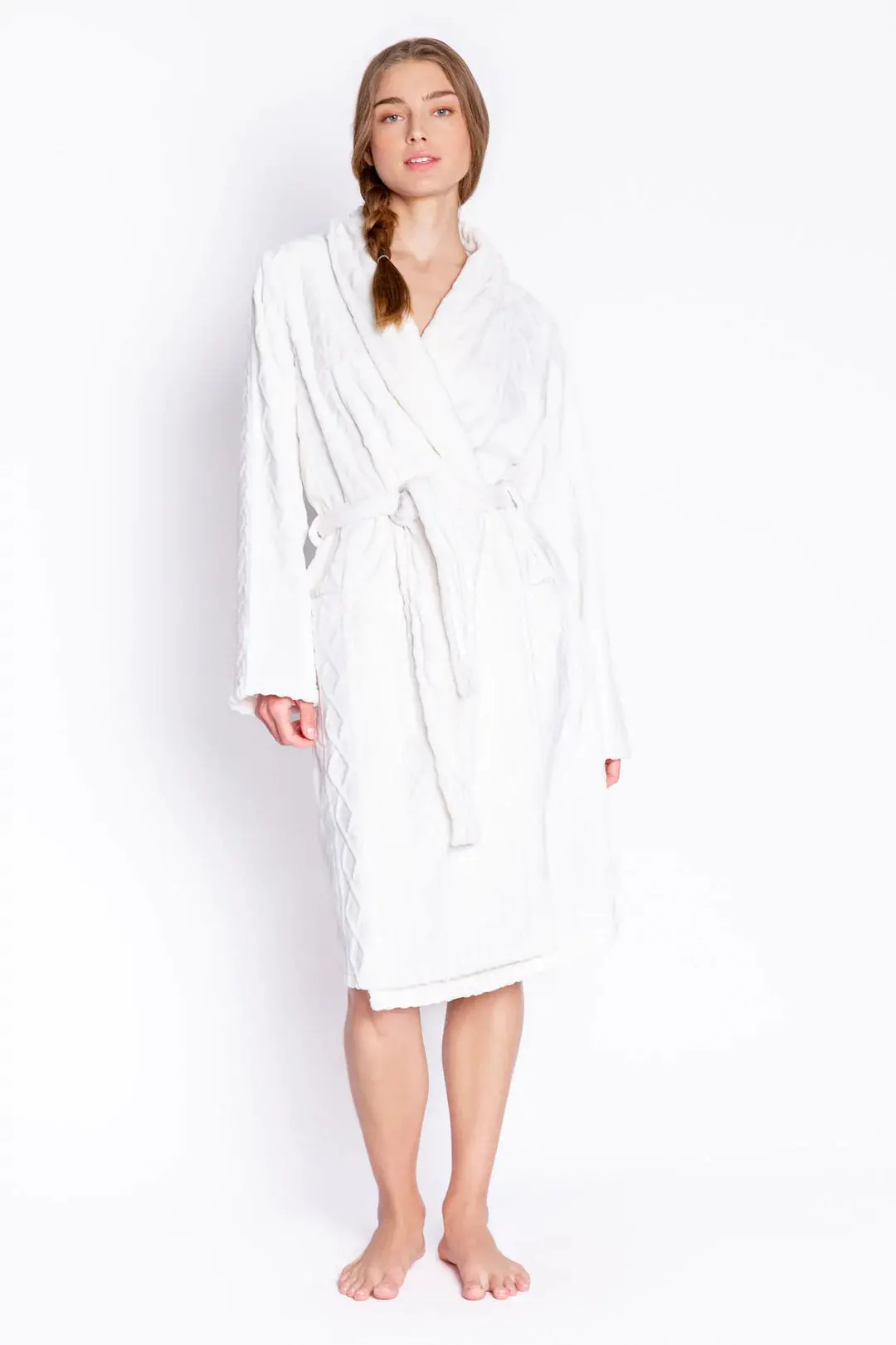 Cable Knit Robe In Ivory 1