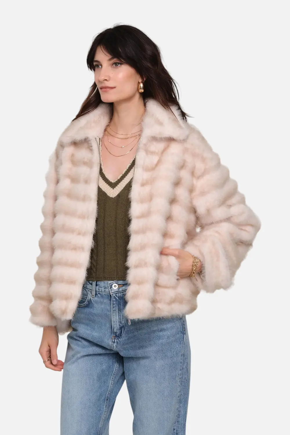 Heartloom Cairo Fur Coat In Creme 1