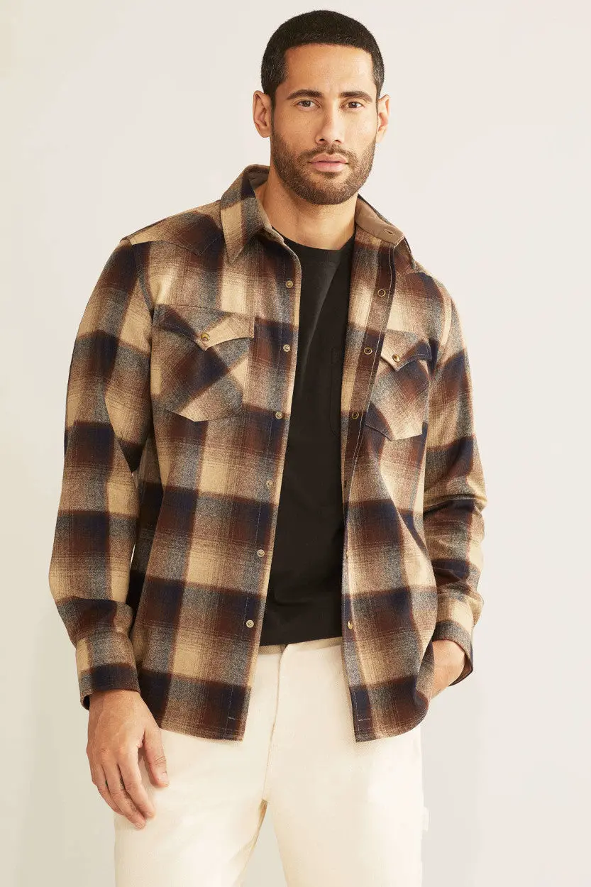 Pendleton Woolen Mills Canyon Shirt In Brown Navy Ombre 1