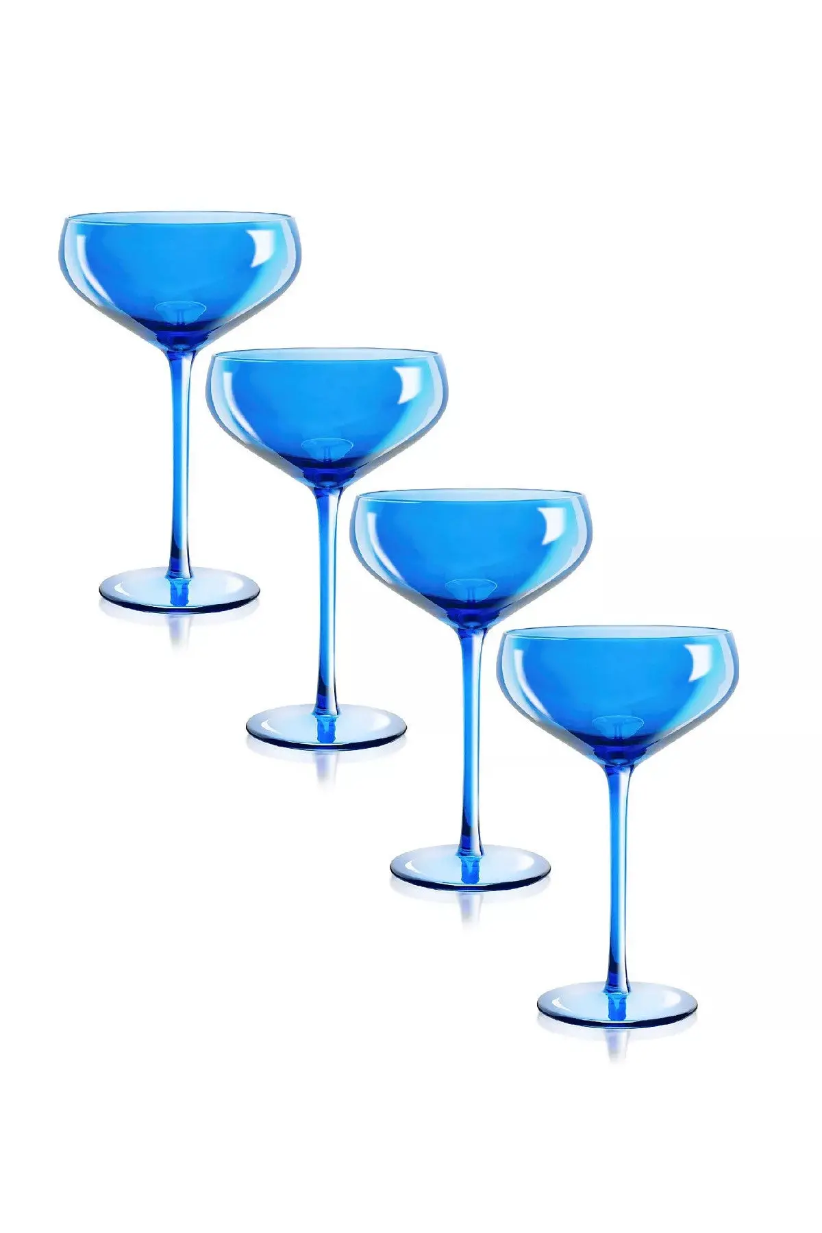 Qualia Glass Carnival Coupe 13 Oz Glasses In Blue, Set Of 4 1