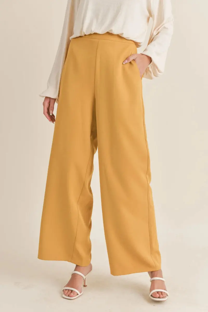 Sadie & Sage Carrey Wide Leg Pant In Chartreuse 1