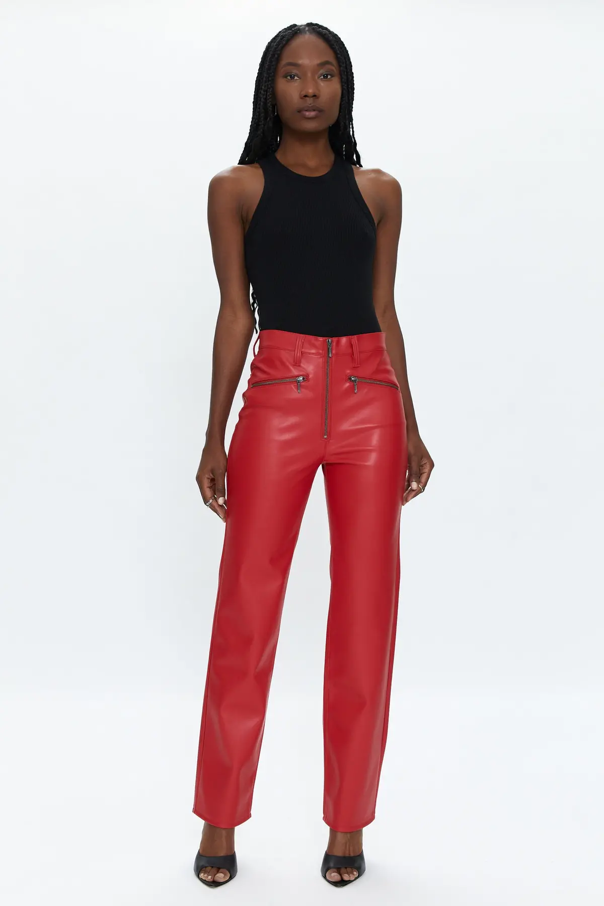Pistola Cassie Exposed Zipper Super High Rise Straight Pant In Garnet 1