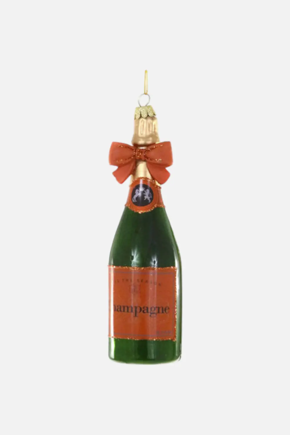 Champagne With Orange Bow Ornament 1